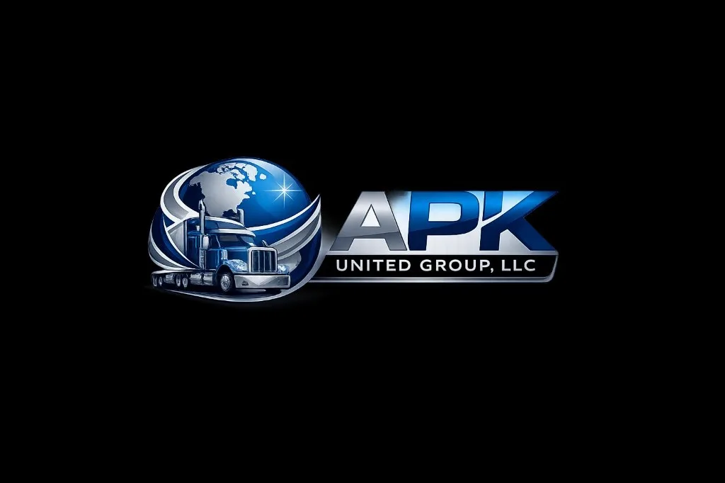 APK UNITED GROUP, LLC logo with globe and commercial truck emblem